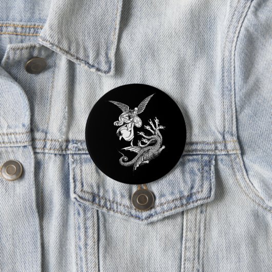 Arch Angel Kämpfen Hydra Dragon Kunst Illustration Button (Beispiel)