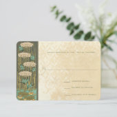 Arch Art Nouveau Dragonfly Lilypad Response Card RSVP Karte (Stehend Vorderseite)