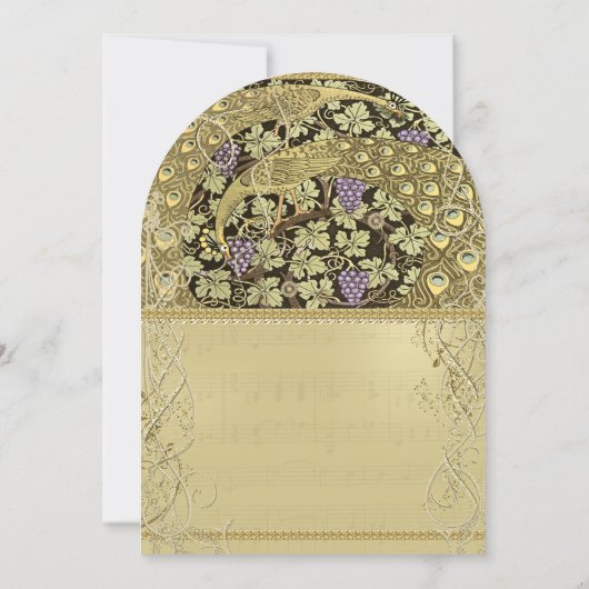 Arch Art Nouveau Peacock Birds Wedding Einladung (Rückseite)