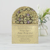 Arch Art Nouveau Peacock Birds Wedding Einladung (Stehend Vorderseite)