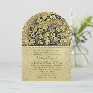 Arch Art Nouveau Peacock Birds Wedding Einladung