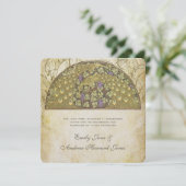 Arch Art Nouveau Peacock Birds Wedding Einladung (Stehend Vorderseite)