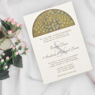 Arch Art Nouveau Peacock Birds Wedding Einladung