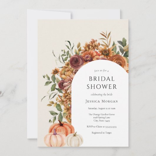 Arch Autumn Pumpkin Bridal Dusche Einladung (Vorderseite)