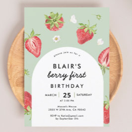 Arch Berry First Birthday Strawberry Thema Einladung