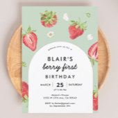 Arch Berry First Birthday Strawberry Thema Einladung