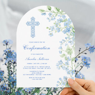 Arch-Bestätigung der Blue Watercolor-Blume Einladung