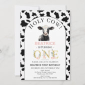 Arch Black Cow Print Holy Cow 1. Geburtstag Einladung (Vorderseite)