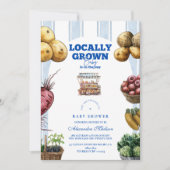 Arch Blue Bauern Market Baby Dusche Einladung (Vorderseite)