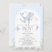 Arch Blue Oh Boy Under Sea Baby Dusche Einladung (Vorderseite)