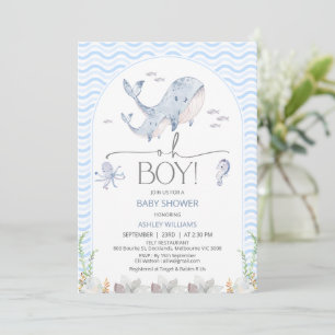 Arch Blue Oh Boy Under Sea Baby Dusche Einladung