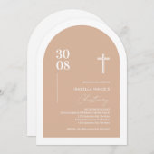 Arch Blush Pink Christening Einladung (Vorne/Hinten)