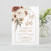 Arch Boho Blumengeschlechtsdarstellung Einladung (Stehend Vorderseite)
