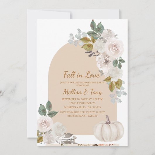 Arch Boho Floral Pumpkin Falling in Liebe Einladung (Vorderseite)