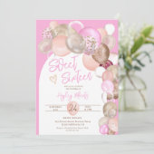 Arch Boho Glitzer Ballons rosa lila Sweet 16 Einladung (Stehend Vorderseite)