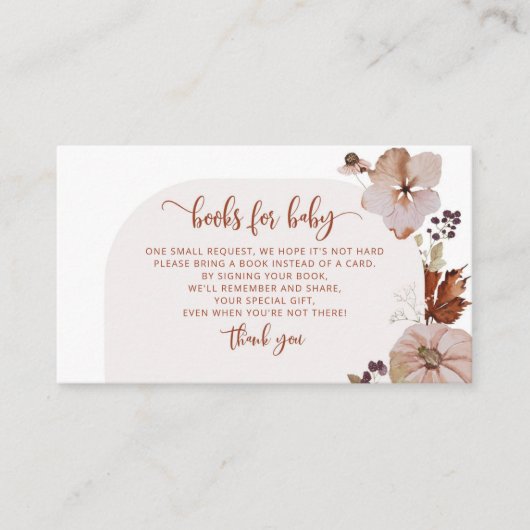 Arch boho Kürbisbücher für die Kinderkarte Begleitkarte (Vorderseite)