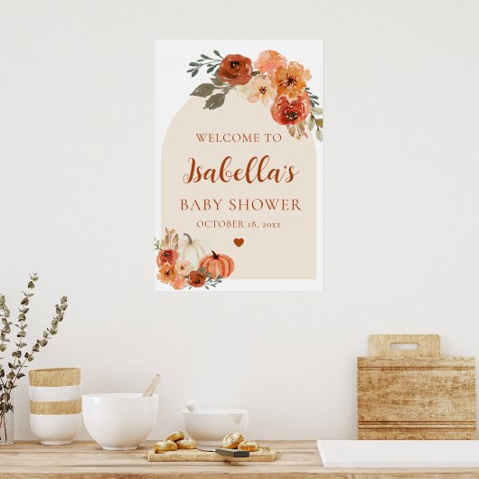 Arch Boho Little Pumpkin Baby Dusche Begrüßungszei Poster (Küche)