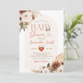 Arch Boho Pampas Grass Floral Baby Dusche Einladung (Stehend Vorderseite)