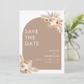 Arch Boho Pampas Grass Save the Date getrocknete B Einladung (Stehend Vorderseite)