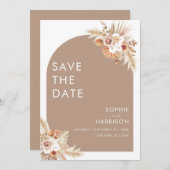 Arch Boho Pampas Grass Save the Date getrocknete B Einladung (Vorne/Hinten)