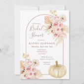 Arch Boho Pampas Grass und Pumpkin-Brautparty Einladung (Vorderseite)