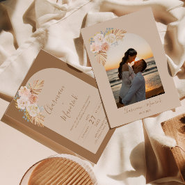 Arch Boho Pampas Grass Wedding Einladung