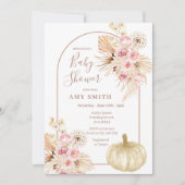 Arch Boho Pumpkin und Pampas Grass Baby Dusche Einladung (Vorderseite)