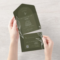 Arch Botanical Green Wedding QR UAWG