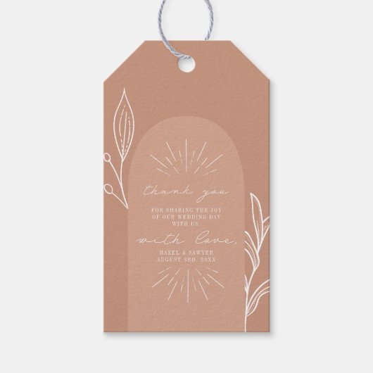 Arch Botanical Terracotta Wedding Vielen Dank Geschenkanhänger (Vorderseite)