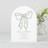 Arch Bow Sage Green Save the Date Einladung (Stehend Vorderseite)