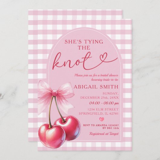 Arch Bow Sie bindet das bekannte Cherry-Brautparty Einladung (Vorne/Hinten)