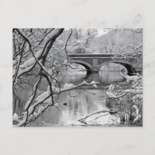 Arch Bridge over Frozen River in Winter Postkarte