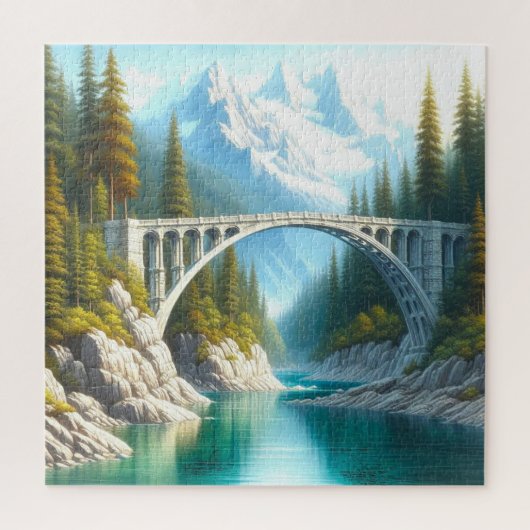 Arch Bridge Over Mountain Stream Jigsaw Puzzle (Vertikal)