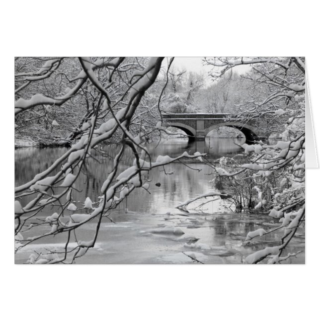 Arch Bridge über Frozen River im Winter (Vorderseite (Horizontal))