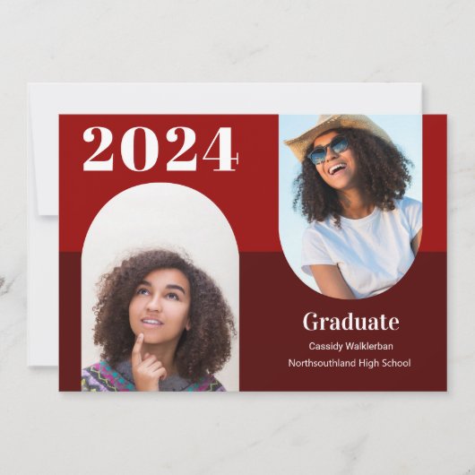 Arch Burgundy Ankündigung zum Abschluss mit zwei F (Vorderseite)