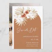 Arch Burnt Orange Floral Save the Date Card Einladung (Vorne/Hinten)
