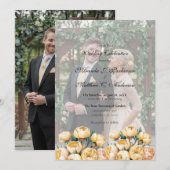 Arch-Butter-Gelb-Rose-Foto Hochzeitsfeier Einladung (Vorne/Hinten)
