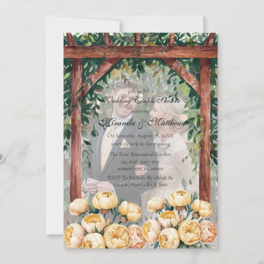 Arch Butter-Gelbes Foto Hochzeitsdusche Einladung (Vorderseite)