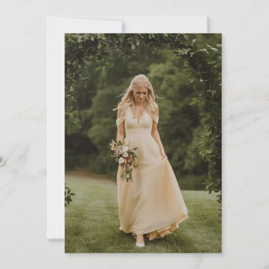 Arch Butter-Gelbes Foto Junggeselinnen-Abschied Einladung (Rückseite)