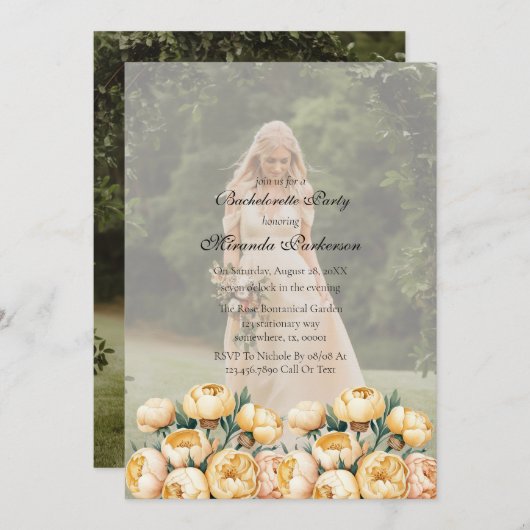 Arch Butter-Gelbes Foto Junggeselinnen-Abschied Einladung (Vorne/Hinten)
