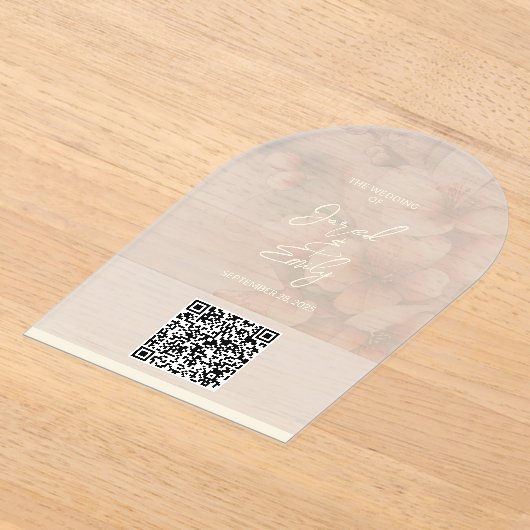 Arch Cherry Blossom Wedding Invitation QR Code Acryleinladungen (Ablage )