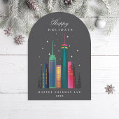 Arch Christmas Rainbow Cityscape Holiday Card Einladung