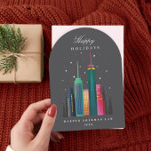 Arch Christmas Rainbow Cityscape Holiday Card Einladung