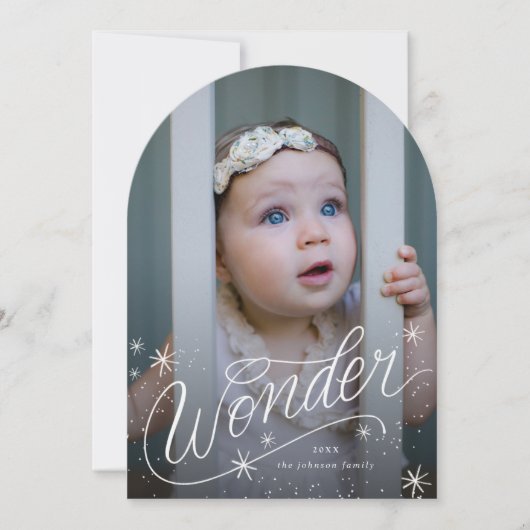 Arch Christmas Wonder Handschrift Foto Card Einladung (Vorderseite)
