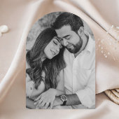 Arch Classic Foto Script Black and White Wedding Einladung