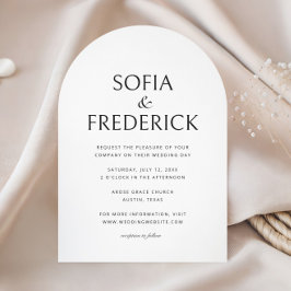 Arch Classic Foto Script Black and White Wedding Einladung