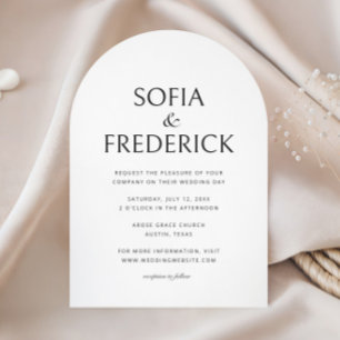 Arch Classic Foto Script Black and White Wedding Einladung