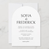 Arch Classic Foto Script Black and White Wedding Einladung (Vorderseite)