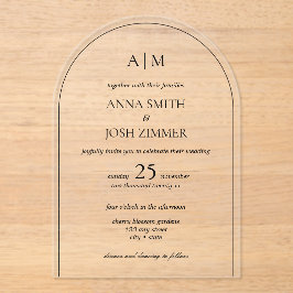 Arch Classy Elegante B & W Minimalistisch Chic Wed Acryleinladungen
