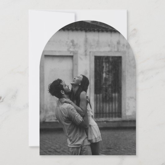 Arch Classy Elegante B & W Minimalistisch Chic Wed Einladung (Rückseite)